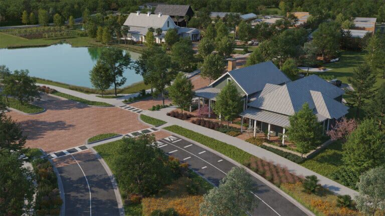Bird's eye view of The Grow, Orlando's agrihood